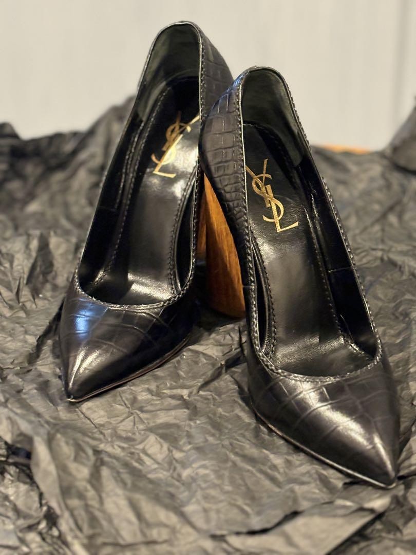 Autentiche decolte Yves Saint Laurent tacco alto pelle nero taglia 34 5 donna