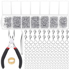 1500Pcs Silver Jump Rings with Lobster Clasps and Jewelry Pliers for Jewelry Mak