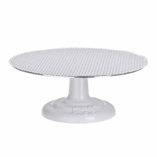 Ateco 12-Inch Cast Iron and Non-Slip Pad Cake Stand, White