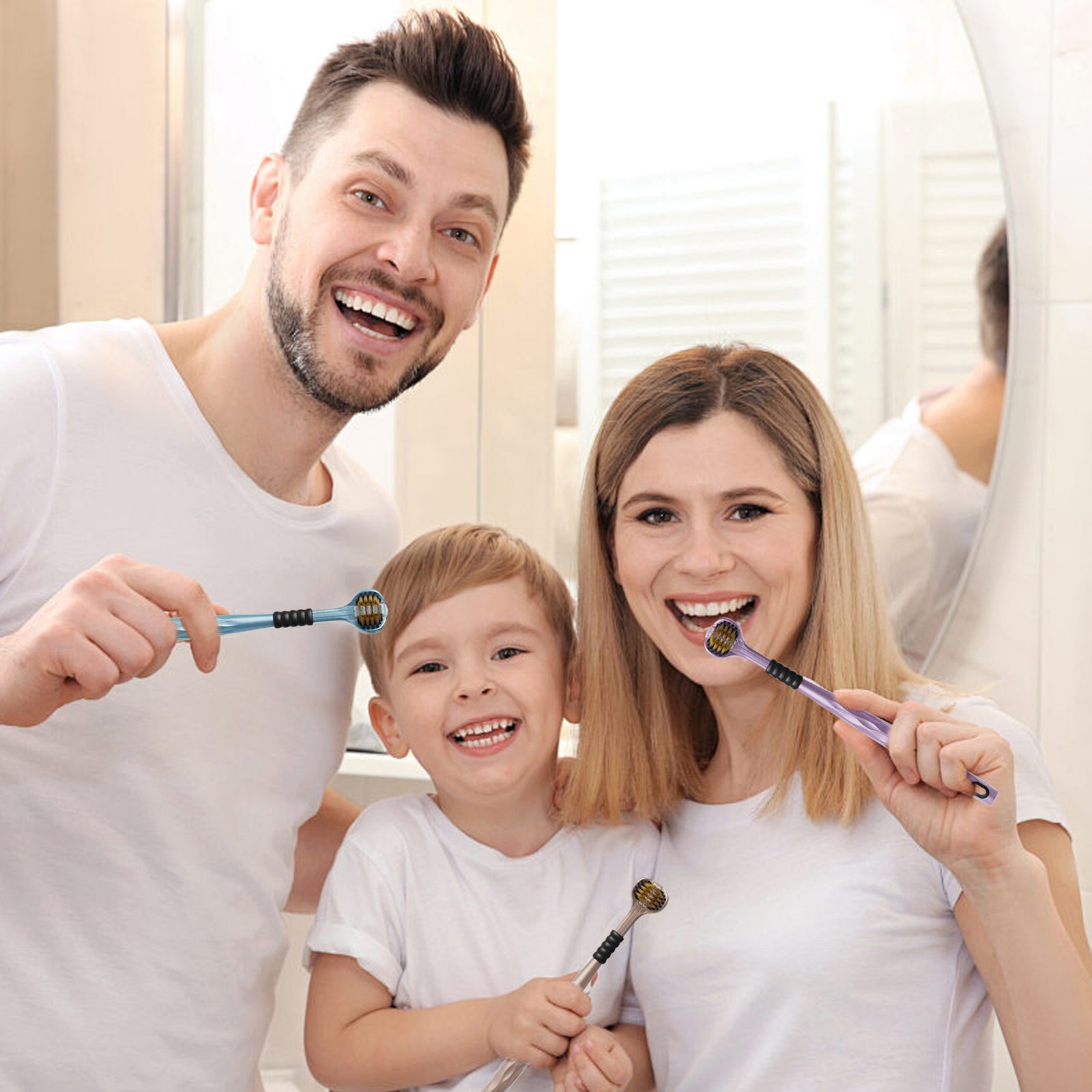 Triple Bristle Toothbrush 360° Teeth Cleaning Toothbrush 2 Pieces Brush