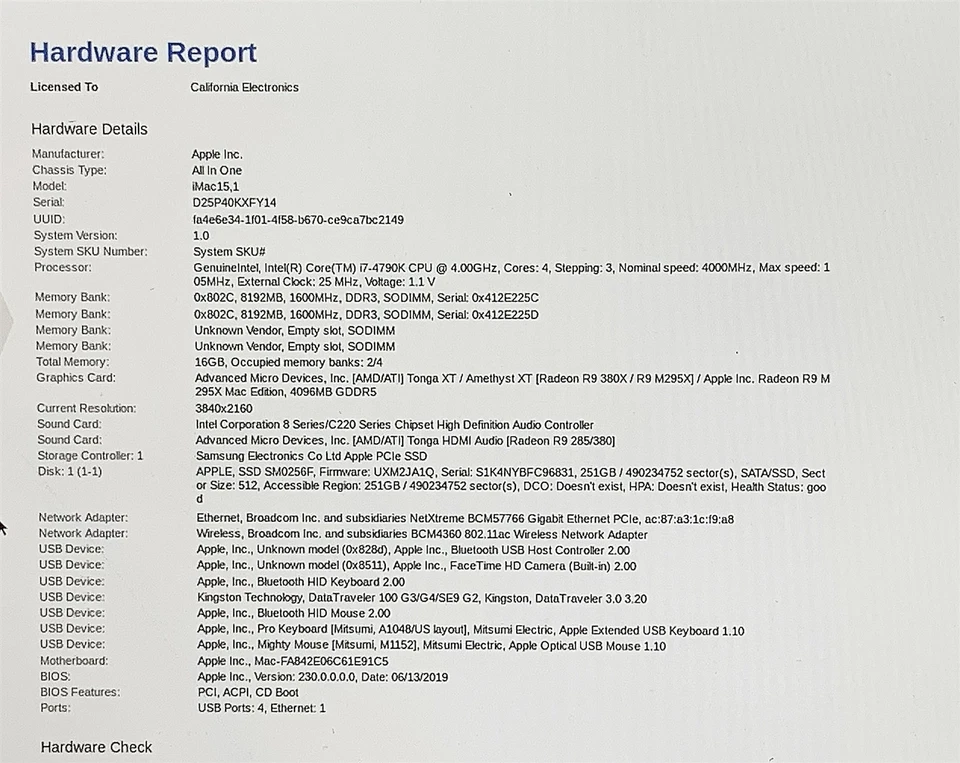 Apple iMac 15,1 A1419 2014 Intel Core i7 4790K 4.0GHZ 27" 16GB 256GB OSX Big Sur - Image 2 of 4