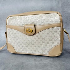 GUCCI Old Micro GG Shoulder Bag PVC Leather Beige Vintage Crossbody From Japan