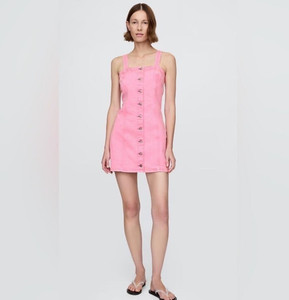 pink jean dress Denim Belted Mini The quality denim has practical popper fastenings down the front and a pencil hem that gives a flattering shape Pink Lily Dusk To Denim