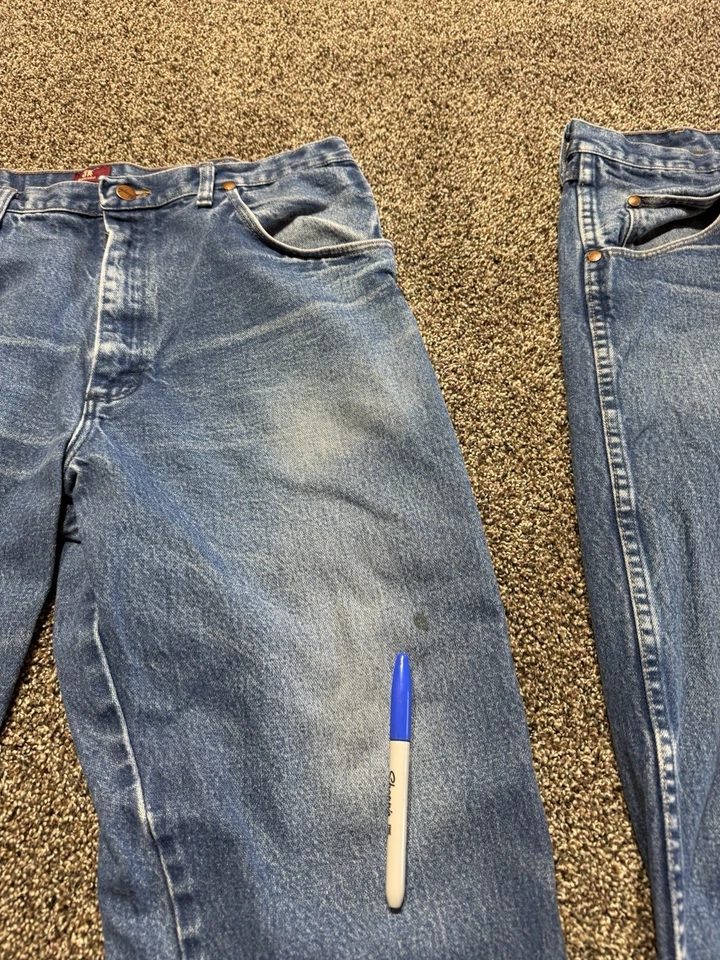 Pantalones de mezclilla Wrangler 31MWZ para hombre talla 36 azul 36X32 lote de 2 corte bota relajado Foto 2 de 4