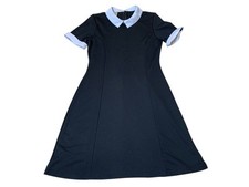 Spirit Halloween Wednesday Addams Gothic Dress -Black w/ White Collar Size M EUC