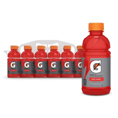 Gatorade Thirst quencher Fruit punch Sports drinks, 12 fl oz, 12 Count Free Ship