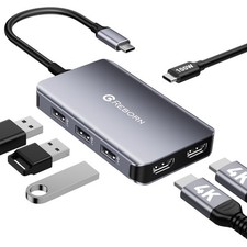 USB C Hub to Dual HDMI 4K, Docking Station Dual Monitor for Laptop, 6-in-1 US...