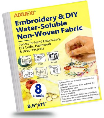 Stick and Stitch Water Soluble Embroidery Paper 8.5 x 11 4 Pack