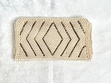 Vintage 40's-50's Faux Pearl and Silver Beaded Evening Zipper Clutch Purse