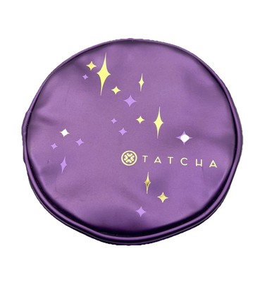 TATCHA Purple Cosmetic Makeup Bag Jewelry Round Travel Case Padded Beauty Bag