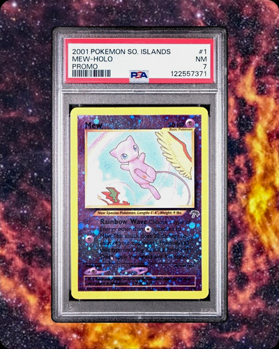 2001 Mew Southern Islands 1/18 Promo Holo PSA 7 DOUBLE SWIRLS 🌀🌀