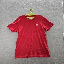 Adidas Men Shirt L Red Logo Short Sleeve Trefoil Embroidered