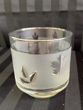 LIBBEY Silver Leaf Rocks/Whiskey/Lowball Frosted Barware Glasses MCM Set of 6