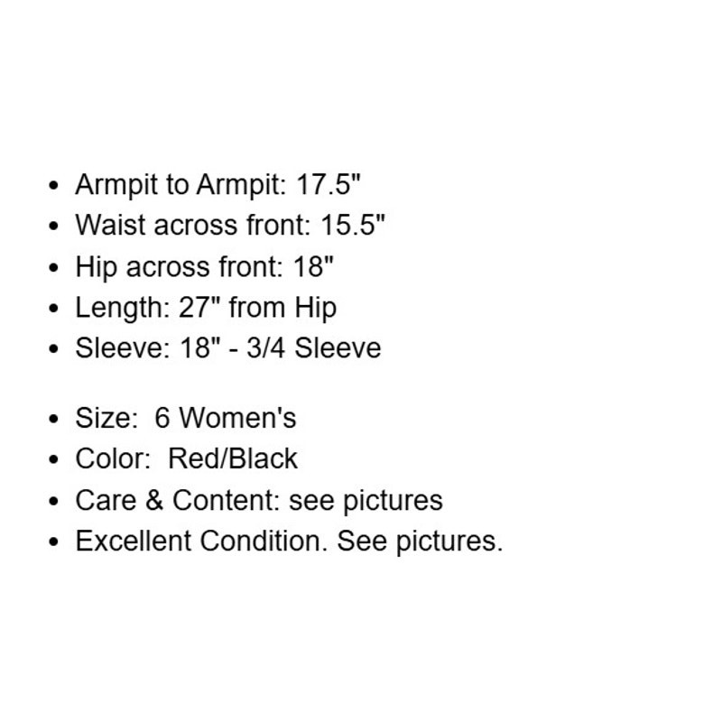 Shelby & Palmer Dress Womens 6 Red Black Trim Zip Sheath Stretch Knit Career