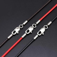 Leather Cord Waxed Rope Chain Necklace Pendant Stainless Steel Lobster Clasp