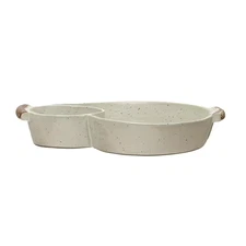 8.25 In. Ivory Stoneware Chip and Dip Dish