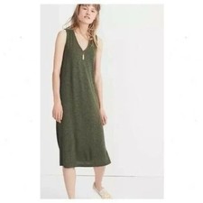 Madewell V-Neck Jersey Tank Dress Green Midi Small Casual Lightweight Classic