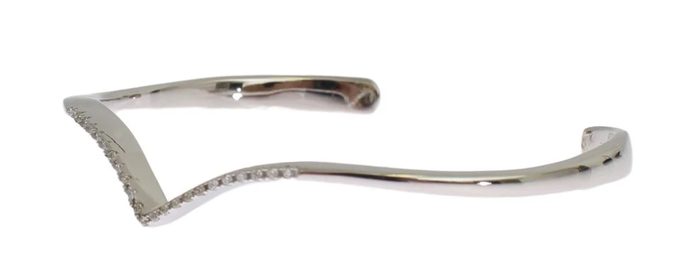 Nialaya Women Gray Bracelet 925 Silver Clear CZ Skyfall Arched Wing Cuff Bangle - Image 4 of 4