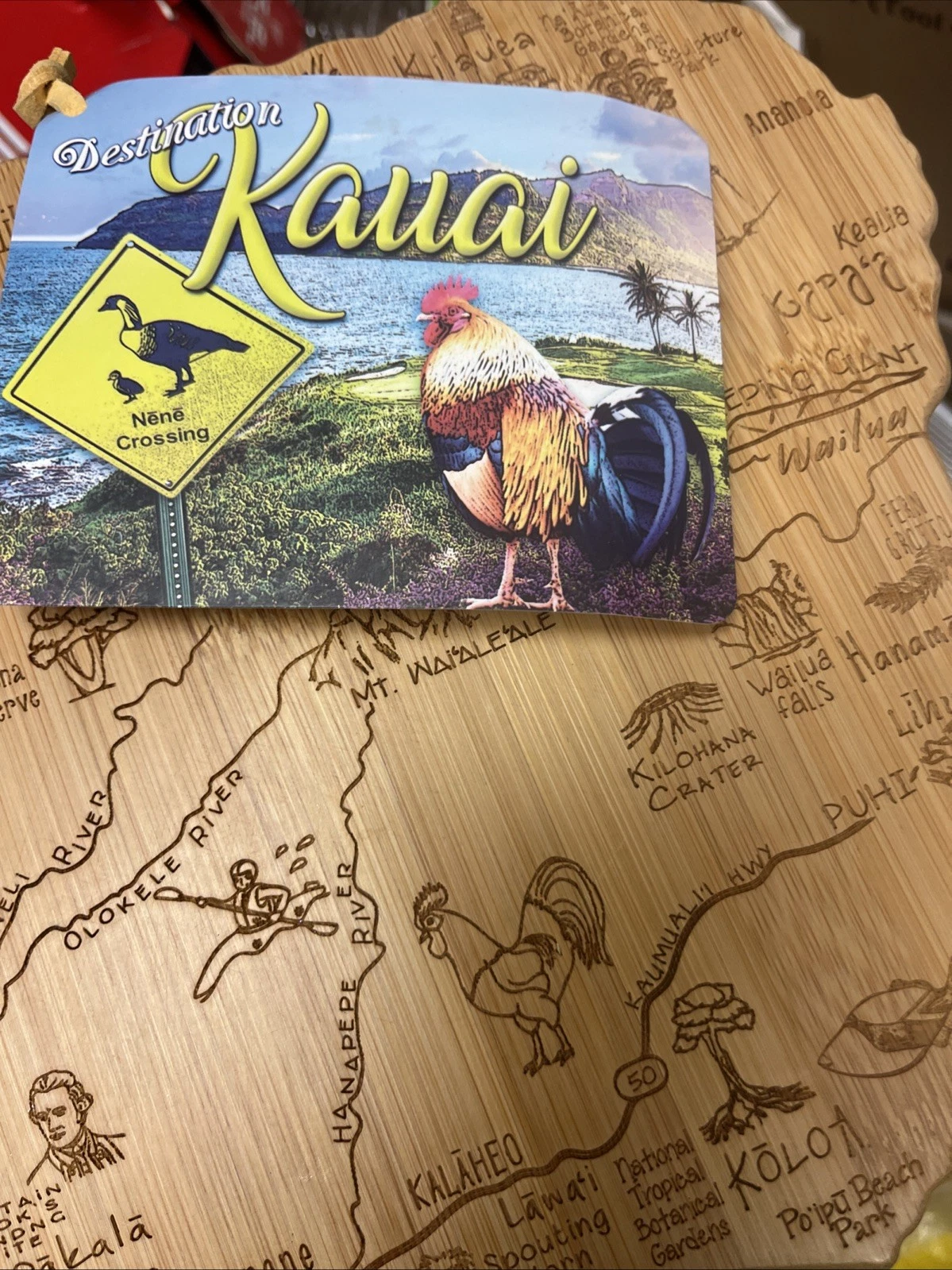 Destination Kauai Serving And Cutting Board Includes Hang Tie For Wall Display