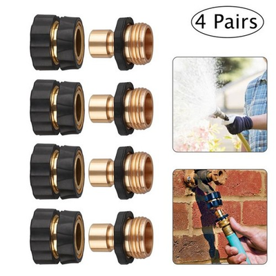 #ad #ad 3 4#x27; Garden Hose Quick Connect Water Hose Fit Brass Female Male Connector Set US $11.95