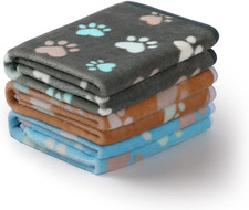 1 Pack 3 Blankets Fluffy Premium Fleece Pet Blanket Flannel Paw Printed Throw fo