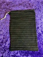 Tarot/Oracle Card Bag/Pouch Handmade 5x7 Drawstring Black Silver Striped OOAK