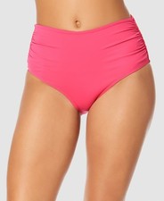 Anne Cole X2628 Womens Hi Waist Shirred Bottom Pink Size M