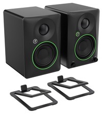 Pair Mackie CR3.5 3.5" Powered Studio Monitors Speakers Low Profile Riser Stands