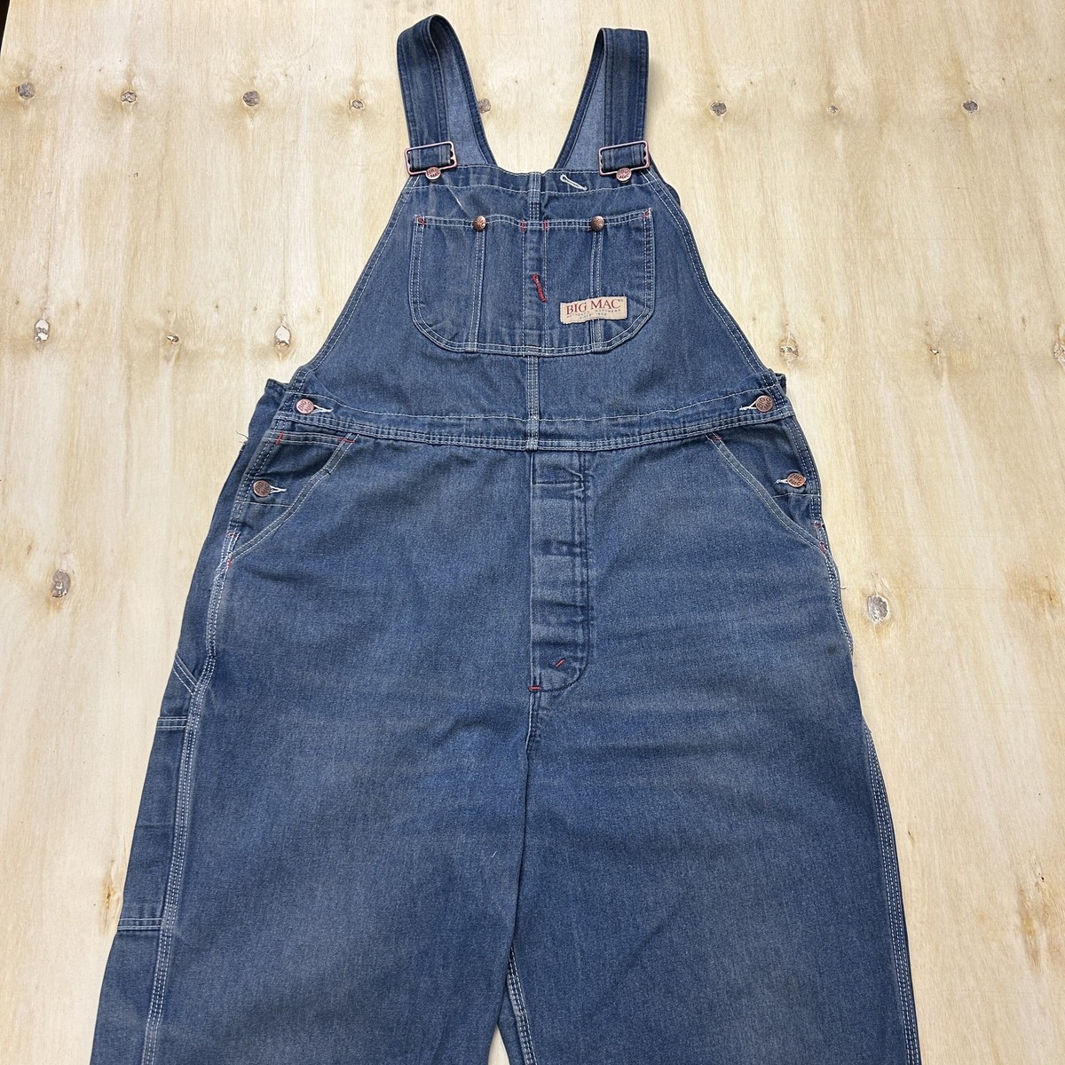 Big Mac Overalls Mens 44x28 Blue Denim Workwear Carpenter Bib