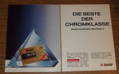 Seltene Werbung BASF Chrome Maxima II HiFi Stereo Cassette #3 1988