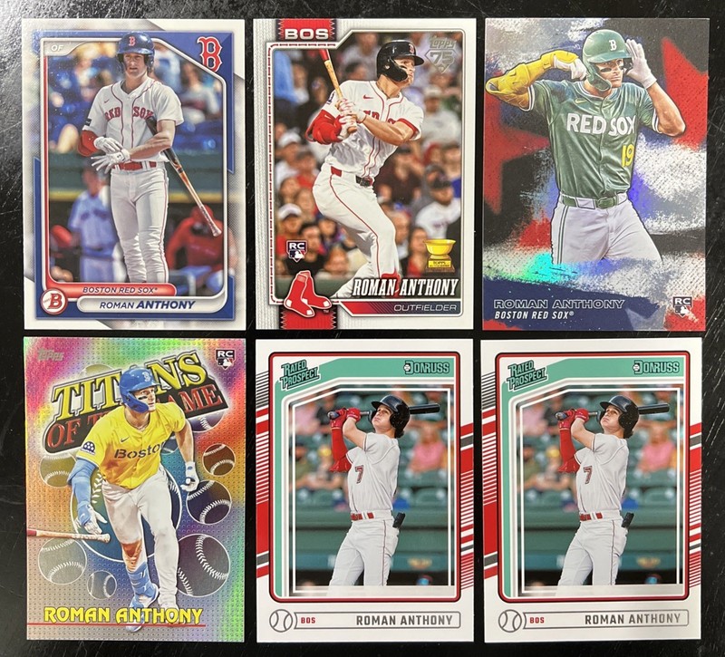 Roman Anthony Rookie Lot Of 6 RC Cards Bowman Topps Donruss Rated Prospect