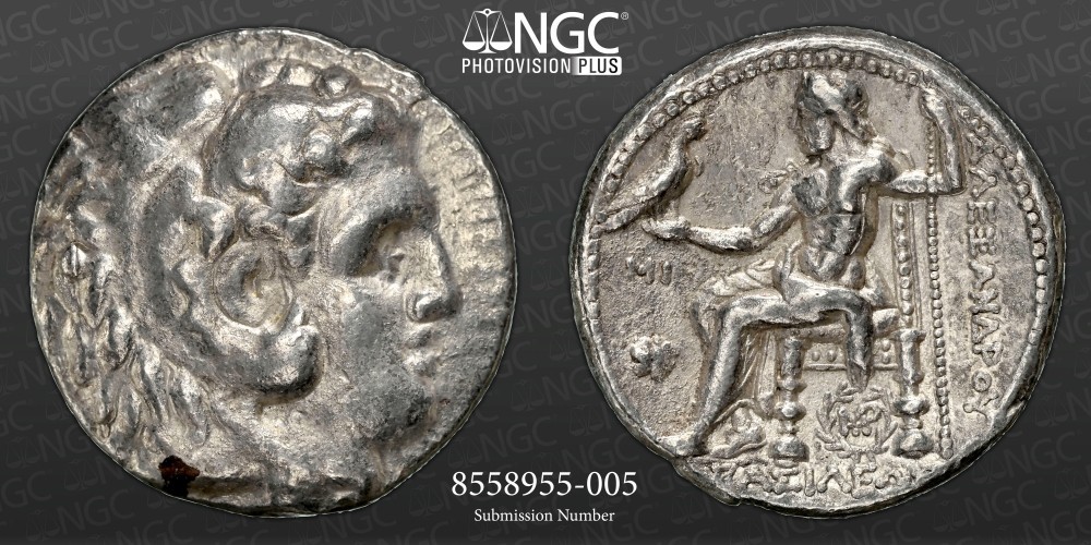 Kingdom of Macedon Alexander III "The Great" NGC F 5/5 AR TETRADRACHM 336-323 BC