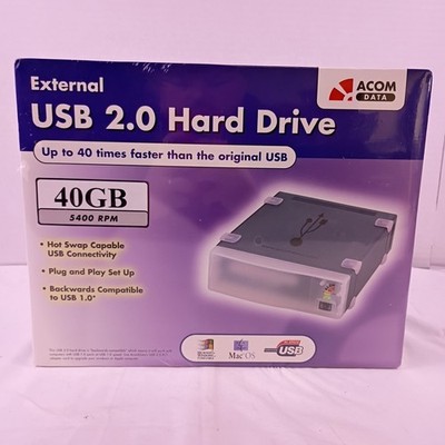 Acom Data External USB 2.0 Hard Drive 40GB 5400 RPM New and Sealed 