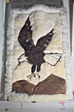 Eagle Alpaca Soft Wool Wall Hanging Rug Lined Hand Made Peru 45x29