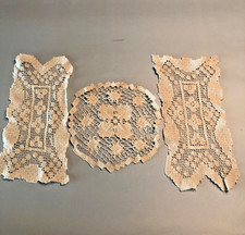 3 small Vintage Battenberg Crochet Cotton Lace Doilies