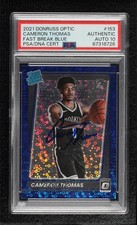 PSA/DNA 2021 Panini Donruss Optic Fast Break Blue Prizm /50 Cameron Thomas w5p