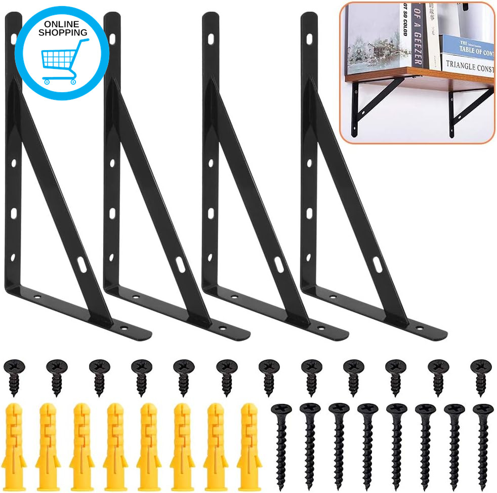 4 Pcs Wall Shelve Brackets Heavy Duty Floating Shelf Brackets Supports Screws an