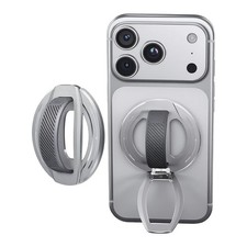 Zinc Alloy Magnetic Phone Grip Stand for All Smartphones Gray Orange Silver