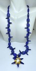 Neiger Brothers Scarab Necklace Egyptian Revival Blue Czech Art Glass 1920s — photo 2