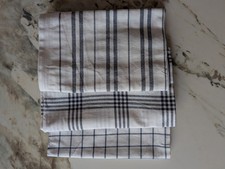 Lot de 3 torchons de cuisine en tissu blanc et bleu à carreaux, ensemble