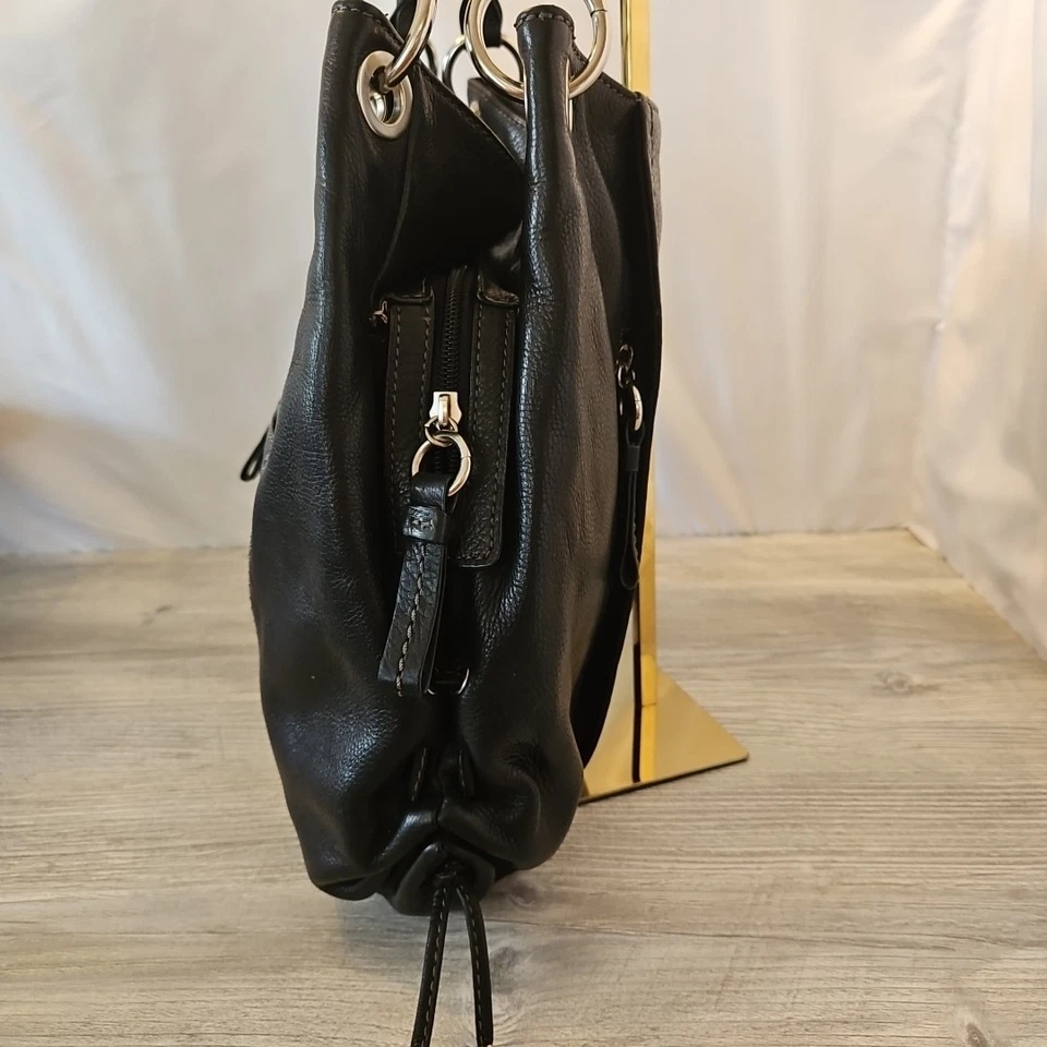 Large Gianni Bernini Black Leather Satchel Bag - Lots of Compartments - Nice - Image 3 of 4