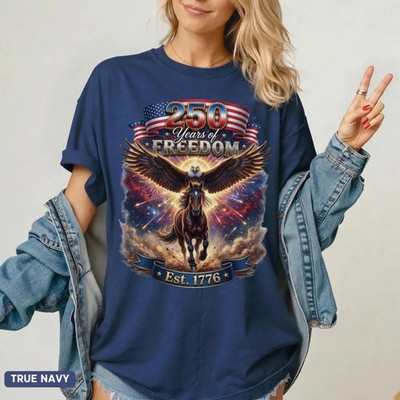 Patriotic Eagle & Horse  Shirt, 250 Years Of Freedom