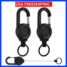 Retractable Keychain 2 Piece Heavy Duty Carabiner Badge Holder Retractable Ba...
