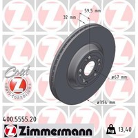 2X Zimmermann 400.5555.20 Bremsscheibe FüR Mercedes Benz GLE V167 C167