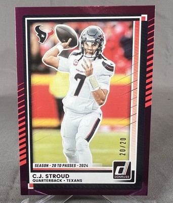 2025 Panini Donruss C.J. Stroud 20/20 Bookend Season Stat Line  Texans