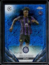 2023-24 Topps Chrome UEFA Yann Bisseck RC Blue Shimmer Refractor #/150 Inter