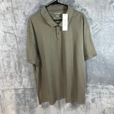 Calvin Klein Polo Shirt Sz 2XL Green Short Sleeve Classic Fit Knit Quick Dry NEW