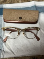 VTG 1950s Victory optical 1/10 12kt Gold Filled Browline Ladies Eyeglasses. Case