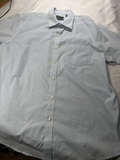 VAN HEUSEN Men's Shirt Size XL Classic Fit Blue Short Sleeve Pocket 17 / 17.5