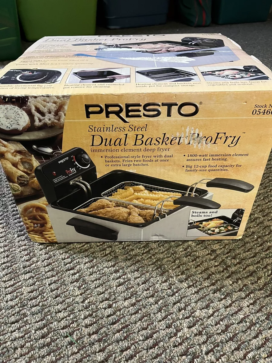 Presto 05466 Stainless Steel Dual Basket Pro Fry Immersion Element Deep Fryer